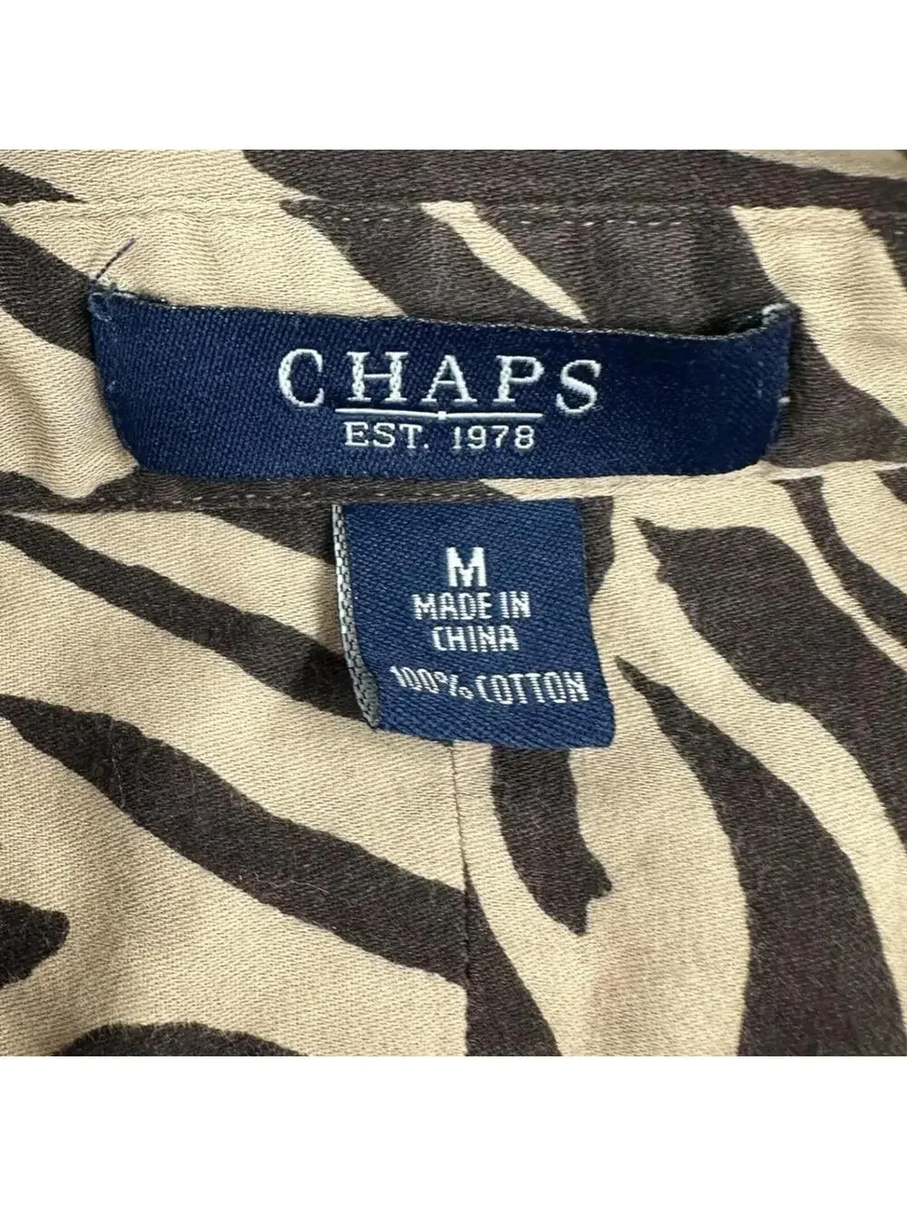 Chaps Zebra Print Button Down Blouse